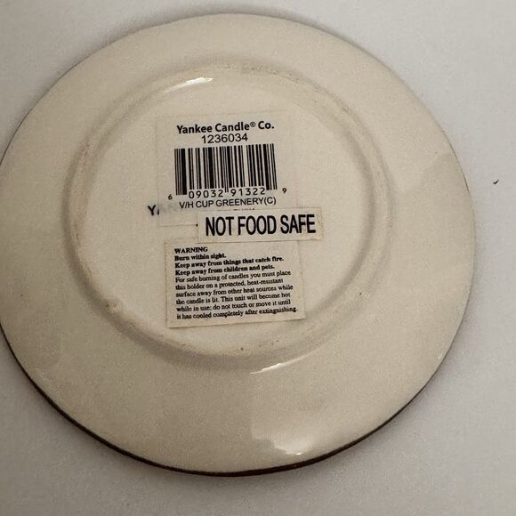 Yankee Candle Cup & Saucer Mini Candle Holder 2012 Pine Cones & Berries Rustic - Picture 7 of 9